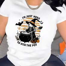 Camiseta Casual de Manga Corta para Mujer, Halloween, 1 Pieza, 100% Algodón Pesado - Cuello Redondo Cómodo, Camisetas Suaves y Adorables - negro - Ver 2