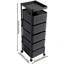 1pc 5-Layer Rotating Kitchen Storage Rack, No Installation Required, Floor-Standing Multi-Layer Storage Rack For Home Use, Suitable For Storing Fruits, Vegetables, Snacks, And Beverages. - Svart - Visa 11