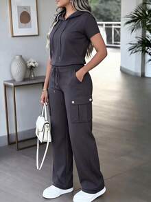 Women's New Spring/Autumn 2 Pieces Set Top, Slimming And Flattering Elegant - Dark Grey - View 5