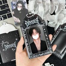 1pc Black Bubble Chain Card Holder, Personalized Chain Star Design, K-Pop New Album Photo Card Protector, Idol Photo Card Display, FEINIBOOK, PU Material, Suitable For 3-3.5 Inch Mini Photo Cards, Photo Cards, Idol Album Photo Cards, Trading Cards Storage, Can Be Used As Keychain, Bag Charm, Idol Concert Support - Card Sleeve - View 7