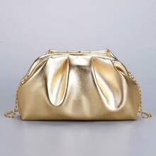 Nuevo bolso de mano plisado tipo nube en dorado, diseño de nicho, adecuado para fiesta, evento formal, boda, cita, compras - Dorado - Ver 2