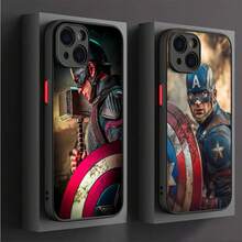Funda para Teléfono Marvel Capitán América para iPhone 13 Mini 7 8 Plus XR 12 16 14 Pro SE 16e 11 Pro 15 XS Max 13, Cubierta Mate - Negro 4 - Ver 3