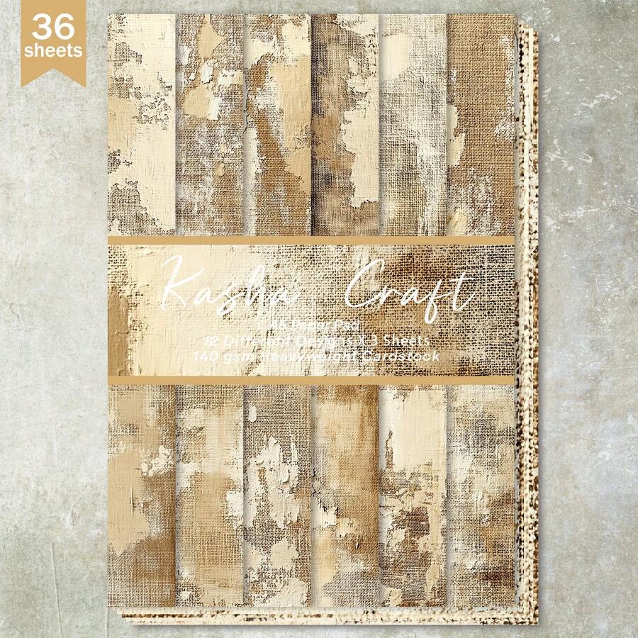 36 Sheets A5 (Artistic Vintage Mottled Earth Wall Background) Scrapbook Thin Paper, Suitable For Bullet Journal, Junk Journal, Greeting Card Background, Photo Album And Handicrafts - Rectangle - View 1