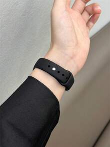 1pc Casual Sports Style Silicone Strap, Suitable For Huawei Band 8/9/10/11/11Pro/NFC Wristband - Black - View 3