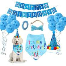Set de Fiesta de Cumpleaños para Perros: Pañuelo, Falda, Sombrero, Pajarita, Globo.Productos y Suministros para Celebración del Nacimiento de Cachorros y Gatos. al por Mayor. - Conjunto rosa - Ver 8