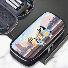 1pc Bluey Pencil Case Stationery Box, Large Capacity, Dirt Resistant, Simple Multi-Layer Pencil Case - Multicolor - View 2