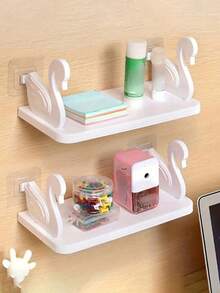 White Swan Wall-Mounted Bathroom Storage Rack, Bathroom Shampoo And Cosmetic Storage Rack, Bathroom Shelf, Bathroom Hanging Rack, Cosmetic Storage Rack, Bathroom Organizer, Shampoo Gel Storage Rack, Bathroom Accessories. - Multicolor - View 3
