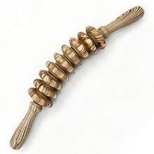 12-Roller Wooden Massage Stick, Full Body Massager, 360° Rotation Deep Tissue Massage, Natural Beechwood, Anti-Slip Handle, Stainless Steel Roller, Precise Fit Body Contours - Multicolor - View 8