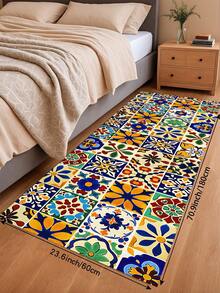 1pc Bohemian Style Kitchen Floor Mat, Cushioned And Anti-Fatigue Design, Mexican Colorful Tile Pattern, Rubber Non-Slip Standing Mat, Suitable For Laundry Room, Sink, Desk And Other Areas - Multicolor - View 15