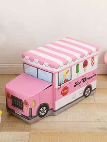 1 Set Children's Car-Shaped Storage Stool, Foldable Multifunctional Cartoon Car Storage Box, Cartoon Heart Multifunctional Stool - Multicolor - View 13