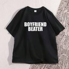 Boyfriend Beater T-Shirt For Men And Women, Dark Humor Print T-Shirt, Loose Fit Crew Neck T-Shirts For Men, Short Sleeve T-Shirts For Men - 彩色 - 查看 1