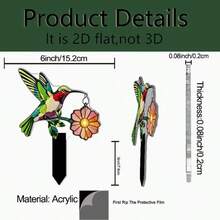 Estaca de colibrí floral de acrílico plano 2D con base, fácil de instalar, decoración de jardín y hogar para primavera/verano - E - Ver 9