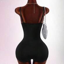 yonghongmaoyi1  Mono ajustado sin mangas con recortes y adornos de strass, negro, sexy de verano para mujer, para club nocturno, festival, playa, cumpleaños y uso casual - Negro01 - Ver 9