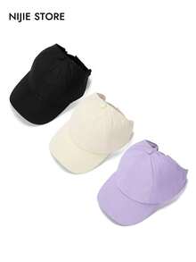 1/3pcs Solid Color Classic Minimalist Sun Protection Baseball Cap Ponytail Hat, Casual Fashion Retro Soft Sweat-Absorbing Strap, Adjustable Size, Lightweight Sunshade Hat, Multi-Functional Baseball Cap, Suitable For Outdoor Sports, Daily Wear, Beach Party, Vacation, Unisex, Y2K Style, Perfect Gift For Friends - Ponytail Hat - View 13