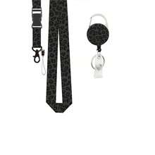 Fashionable Pink Grey Yellow Leopard Print Retractable Lanyard Badge Holder For Doctors, Nurses And Office Staff - A - View 10