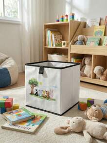 1pc Cartoon Animal Print Open Storage Bin, Baby Diaper & Toy Organizer Basket, Foldable, Baby Room Storage Box, Stackable Storage Box, Drawer-Style Durable Multifunctional Space-Saving Design For Home, Dorm, Home Organization, Underbed Storage - Multicolor - View 10