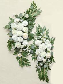 2pcs, Artificial Flower, Wedding Welcome Arch Decor Flower, Wedding Reception Ceremony Signs, Aesthetic Room Decor, Home Decor - Milky White - View 4