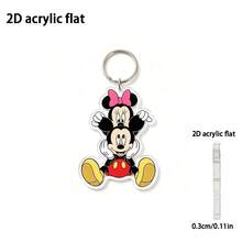 Disney Mickey & Minnie 新款扁平壓克力鑰匙圈，中性電影迷必備，實用時尚創意鑰匙圈，鑰匙鍊，節日禮物裝飾鑰匙吊飾，汽車鑰匙圈，背包與錢包鑰匙圈，可愛 Mickey & Minnie 壓克力鑰匙圈，2D 卡通鑰匙環，背包掛飾，包包配件，送給女孩的甜美小禮物 - 彩色 - 查看 4