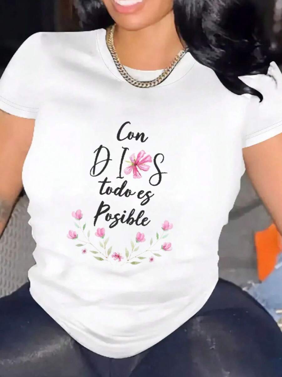 Women's Comfortable Round Neck Casual Cotton Blend Short Sleeve T-Shirt Soft Breathable Top Women's Clothing Summer Spring Streetwear - 黑 - 查看 1