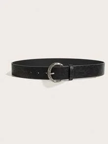 1 buah Sabuk Gesper D Vintage Wanita, Cocok untuk Gaun dan Mantel - Hitam - View 2