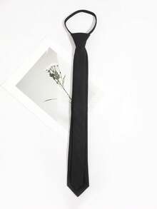 1pc Men's Fashion Solid Color Double-Layer Zipper Tie, Suitable For Casual, Versatile, Party & Gathering Matching - Multicolor - View 2