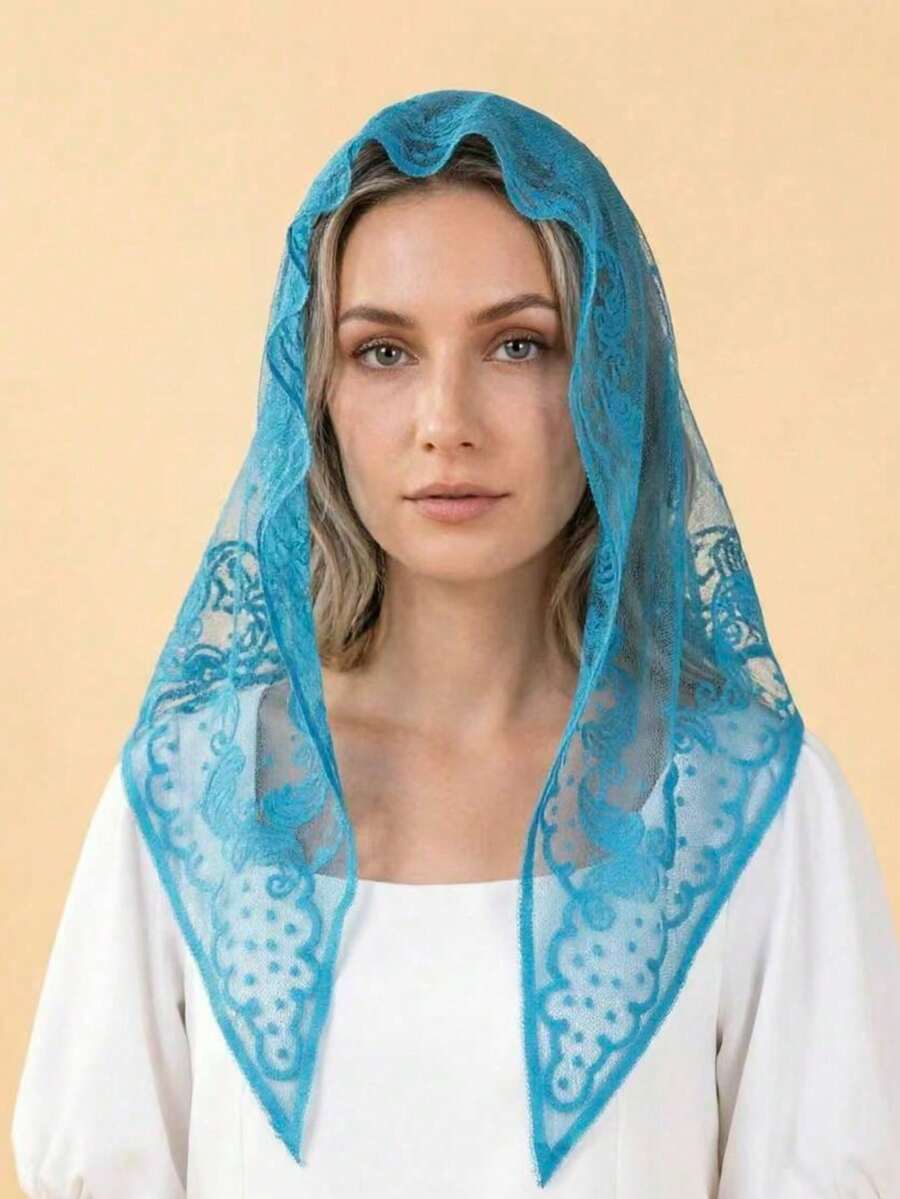 New Muslim Triangular Neck Scarf - Breathable Headscarf And Prayer Shawl - Stylish And Beautiful - Cadet Blue - View 1