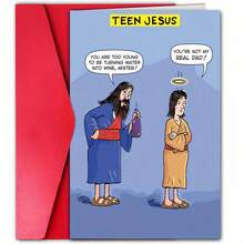 1 Set Funny Young Jesus Birthday Card: Humorous And Interesting Pattern Greeting Card, Creative Birthday Blessing Card, Suitable For Men And Women, Perfect For Family Or Friends - A - View 3