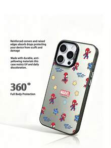 Marvel Spider Man Iron Man Cartoon Men's Phone Case, Compatible IPhone 17 Pro Max/17 Pro/Air/16 Pro Max/15 Plus/14/13/IP 17/15Pro/12 Pro/11/16 Plus,XR Apple Anti Fall And Anti Scratch Protective Case, - Translucent Black 2 - View 4