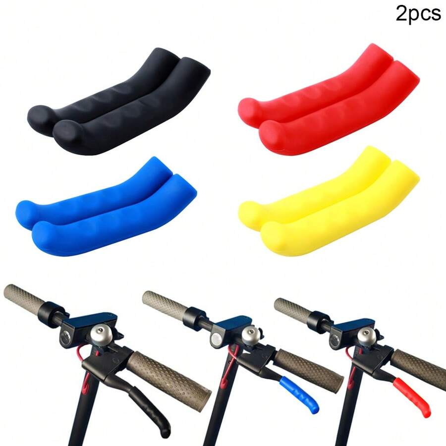 2pcs Electric Scooter Bicycle Brake Lever Grip Protector Cover, Non-Slip Silicone Sleeve Universal Brake Protection Handle Cover For Mi M365 Pro 2 1S Scooter, Cycling, Road Bike MTB Mountain Bikes - Multicolor - View 1