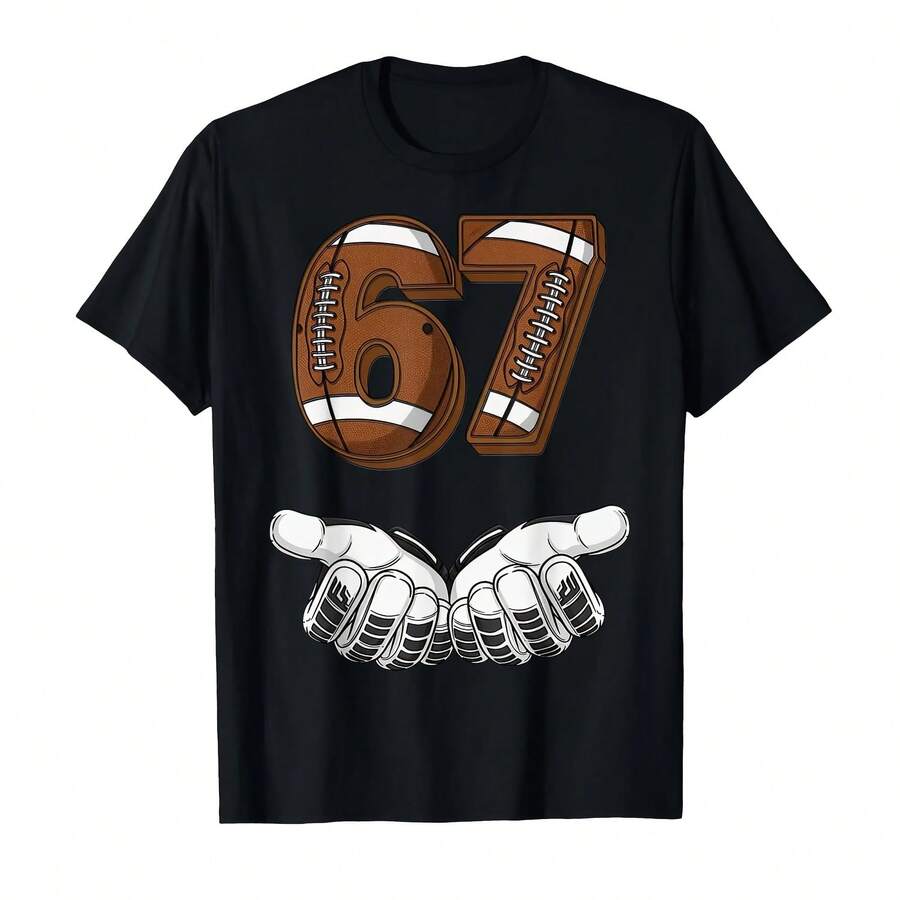 Funny T-Shirt With Football 67 Six Seven Gen Alpha Meme - 彩色 - View 1