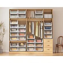 Stackable Plastic Storage Baskets, Foldable Organizer For Wardrobe, Bedroom & Bathroom - 8 Pcs - View 3