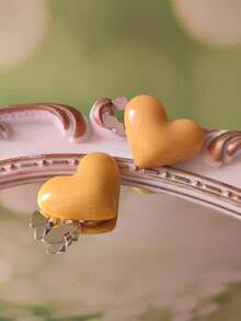 1PC/2PCS Penutup Kancing Hati Elegan, Penutup Kancing Kemeja Jepit, Penutup Kancing Kristal Modis - Kuning - View 3