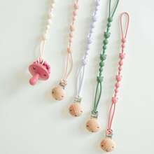 4pcs Universal Silicone Pacifier Clips With 4 Clips, Anti-Drop Chain, Practical Accessory For Newborns - Multicolor - View 8