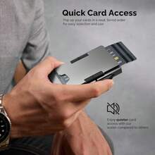 Cartera Tarjetero Hombre Minimalista Porta Tarjetas de Duradera para Hombres para 10-20 Tarjetas Billetera Inteligente con Bloqueo RFID Minimalista Card Holder con Clip para Dinero - C02  Gris - Ver 5