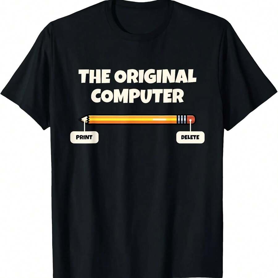 Men's 100% Cotton T-Shirt, Asian Size S-5XL, Letter Print T-Shirts, Men's Clothing, Comfortable And Breathable - 彩色 - 查看 1