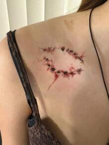 1pc Simulation Vampire Bite Blood Stain Pattern Tattoo Patch, Temporary Tattoo Patch, Simulation Tattoo Design, Suitable For Travel, Music Festival, Games, Graduation Gifts, Lasts For 3-5 Days,Halloween Costume - Multicolor - View 5