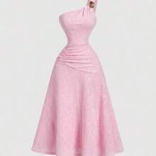 MOD Vestido de longitud midi sin mangas con acento de hebilla de metal, estilo de vacaciones - Rosa - Ver 1