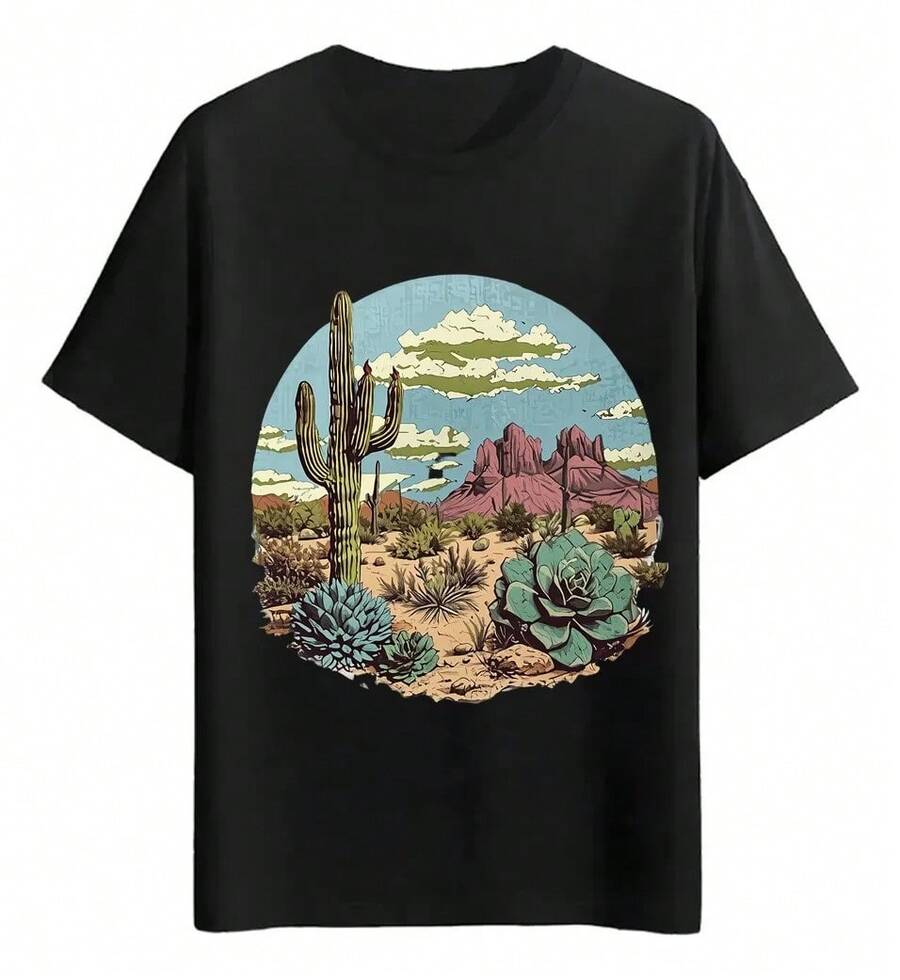Playeras Cactus Y Suculentas En Desierto - Negro - Ver 1