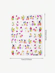 1pc Colorful Tropical Flower Pattern Nail Stickers, Y2K Style - Suitable For DIY Nail Art Decorative Stickers, Cute Cartoon Stickers - Multicolor - View 7