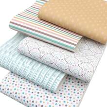 5pcs/Set 7.7x12.9 Inch Geometric Pattern Printed Faux Leather Set, Leather-Like Vinyl Sheet Fabric Set For DIY Earrings, Bows And Handmade Projects - Default - View 2