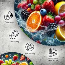 8英吋防水金屬圓形標誌，鮮豔水果蔬菜圖案 - 耐候牆面裝飾，適用於居家、咖啡廳、餐廳、車庫、酒吧、門廊、露台 - 送給朋友、家人和愛人的完美禮物，適合房間裝飾 - 1PC - 查看 7