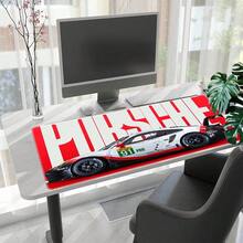 1pc 911 RSR #91 Racing Car Large Mouse Pad, Red And White Racing Livery Desk Mat, Non-Slip Gaming Mouse Pad, Suitable For Gamers And Racing Sports Enthusiasts - View 1