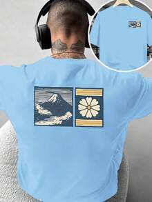 Camiseta de moda para hombre con diseño creativo de doble cara Ukiyo-e Print: Estilo Japonés con Personalidad Artística, adecuada para uso diario casual en casa o para actividades de fitne - Negro - Ver 7