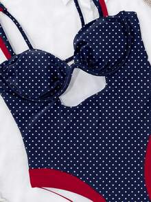Women's Colorblock One-Piece Swimsuit. Sexy Color Contrast Enhances Figure, Perfect For Beach Vacation And Casual Looks. Summer - Multicolor - View 4