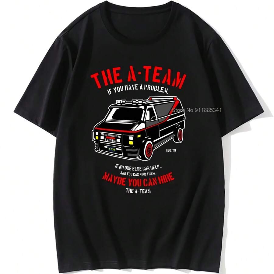 La nueva camiseta A-TEAM para hombre Van Funny 80's programa de televisión Show algodón Mr-T Unisex de gran tamaño 100% algodón Top - Multicolor - Ver 1