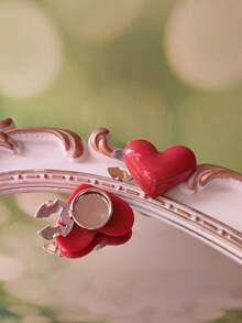 1PC/2PCS Elegant Heart Button Covers, Shirts Button Cover Clip On Button Covers Fashion Crystal Cufflinks Cover - Burgundy - View 4