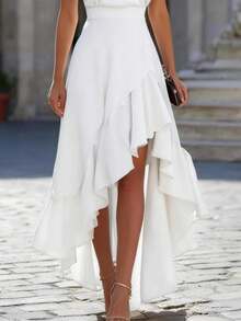 Vestido moderno sofisticado estilo occidental para temporada primavera verano - Blanco - Ver 3