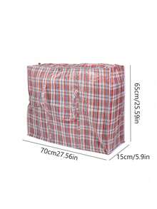 Large Sturdy And Durable Moving Packing Bag, Reusable Zipper Storage Bag, Large Capacity Clothing Storage Bag, Extra Large Plastic Grid Laundry Shopping Bag With Zipper And Handles, Foldable Portable Travel Beach Bag, School Storage Bag, Teacher Storage Bag, Suitable For Commuting, School, Shopping, Travel, Vacation, Holiday And Beach Occasions. - One Size - View 4