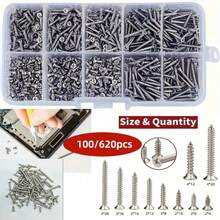 100/620pcs M2M3M4 Self Tapping Screw Assortment Kit Tapping Screw Assortment Kit Lock Nut Wood Thread Nail Screw Sets Self Lock Nut Wood Thread Nail Screws Sets - Multicolor - View 1