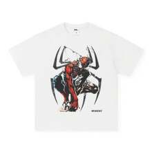 Disney 2026 New Spider Man (Spider-Man) Vintage Marvel Print Water-Washed Pure Cotton Comfortable Men's T-Shirt - Summer Fashion Style - 1 - 查看 4